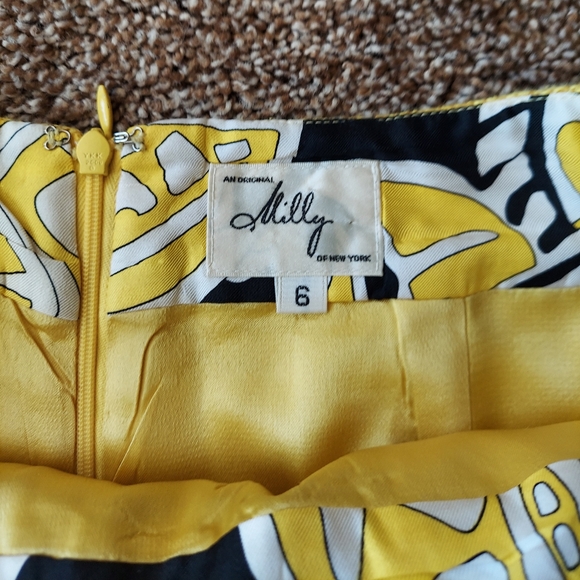 Milly Yellow Linen Pencil Skirt Size 6 pockets! - Picture 7 of 9